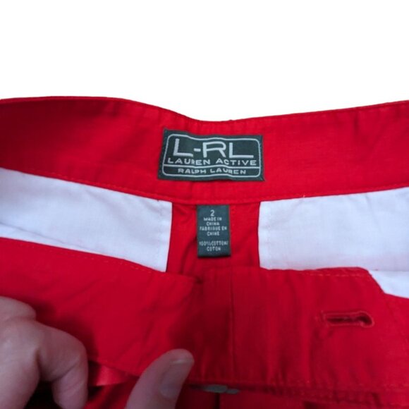 LRL Ralph Lauren Active Red Straight Leg Relaxed Fit Ripstop Utility Shorts Sz 2 - Picture 6 of 6